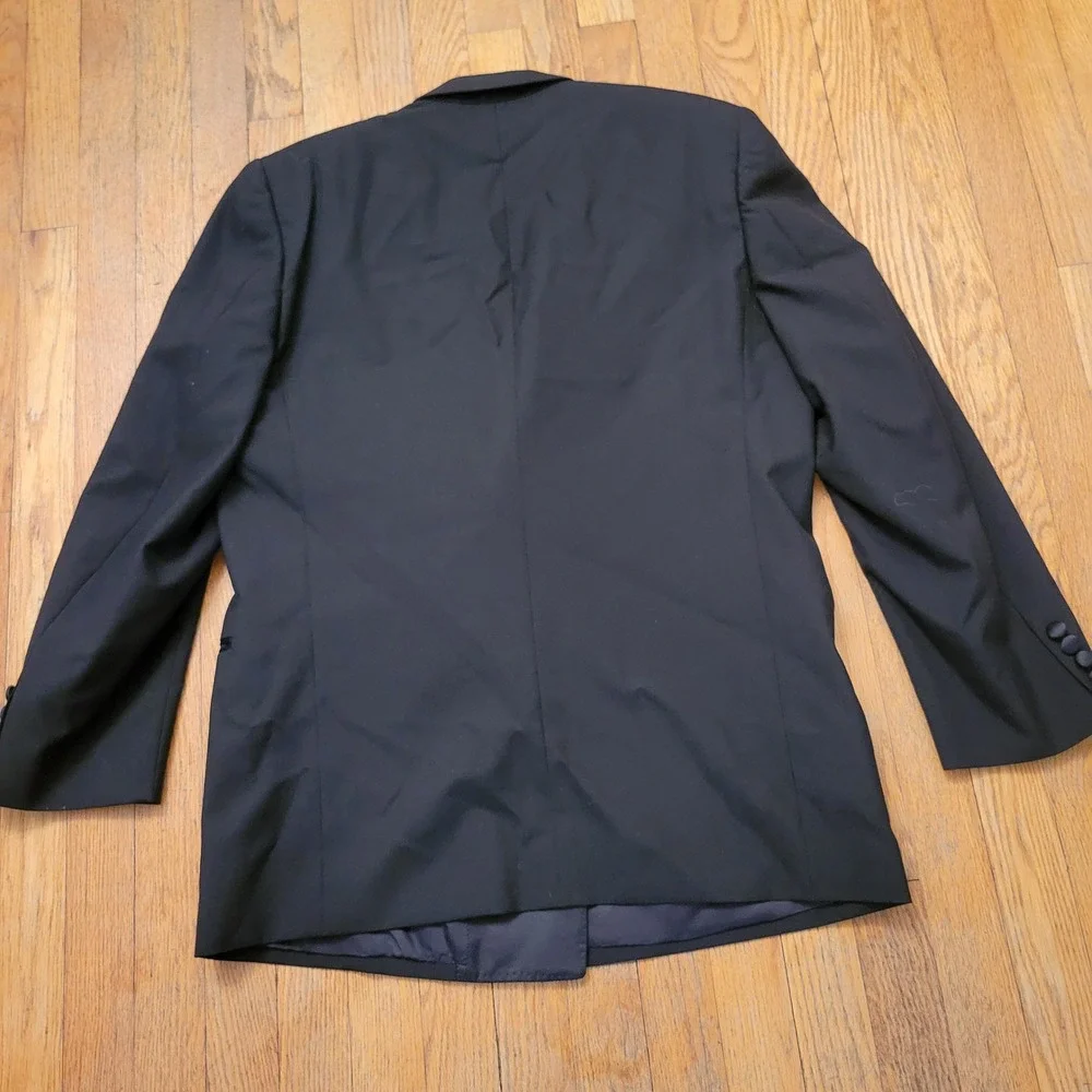 Abriani 42R Tuxedo Suit Black Double Breasted Wool Italy Wedding Formal Prom
